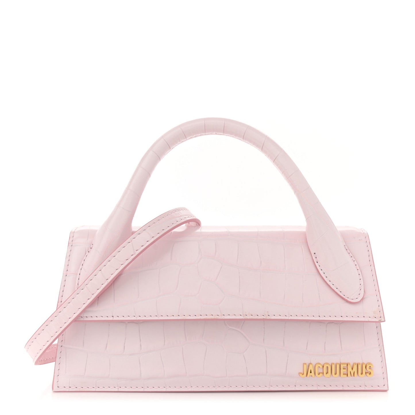 Calfskin Crocodile Embossed Le Chiquito Long Pale Pink