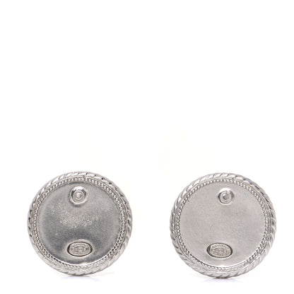 Chanel Crystal CC Round Earrings Silver 3 of 7