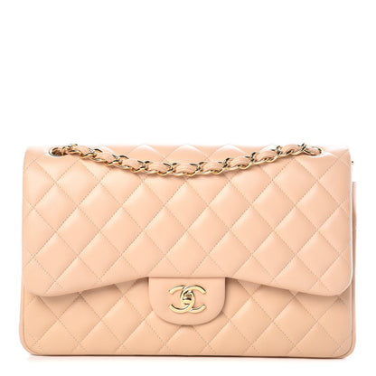 Chanel Lambskin Quilted Jumbo Double Flap Light Beige 1 of 9
