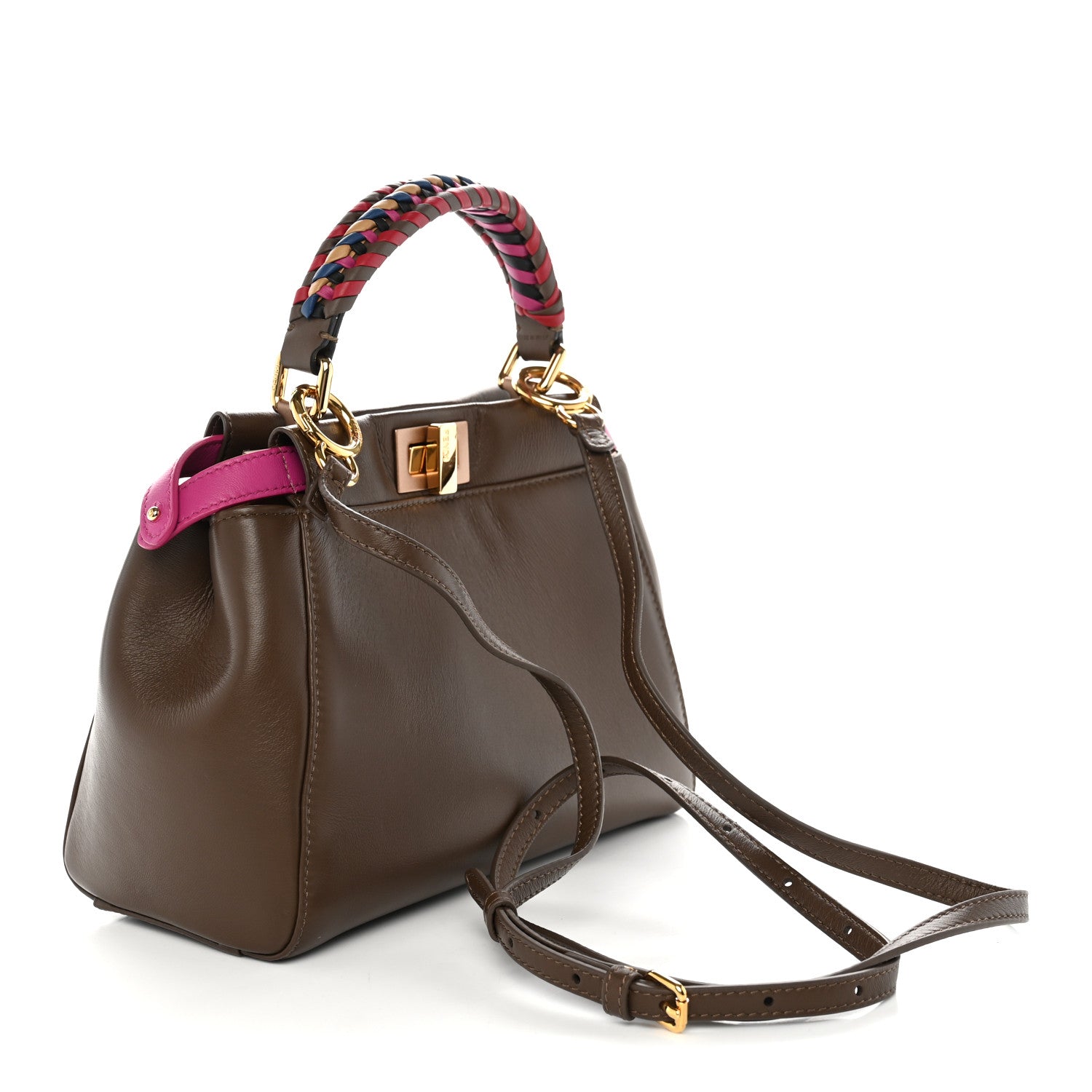 Fendi Nappa Braided Mini Peekaboo Iconic Satchel Maya Magenta 3 of 10
