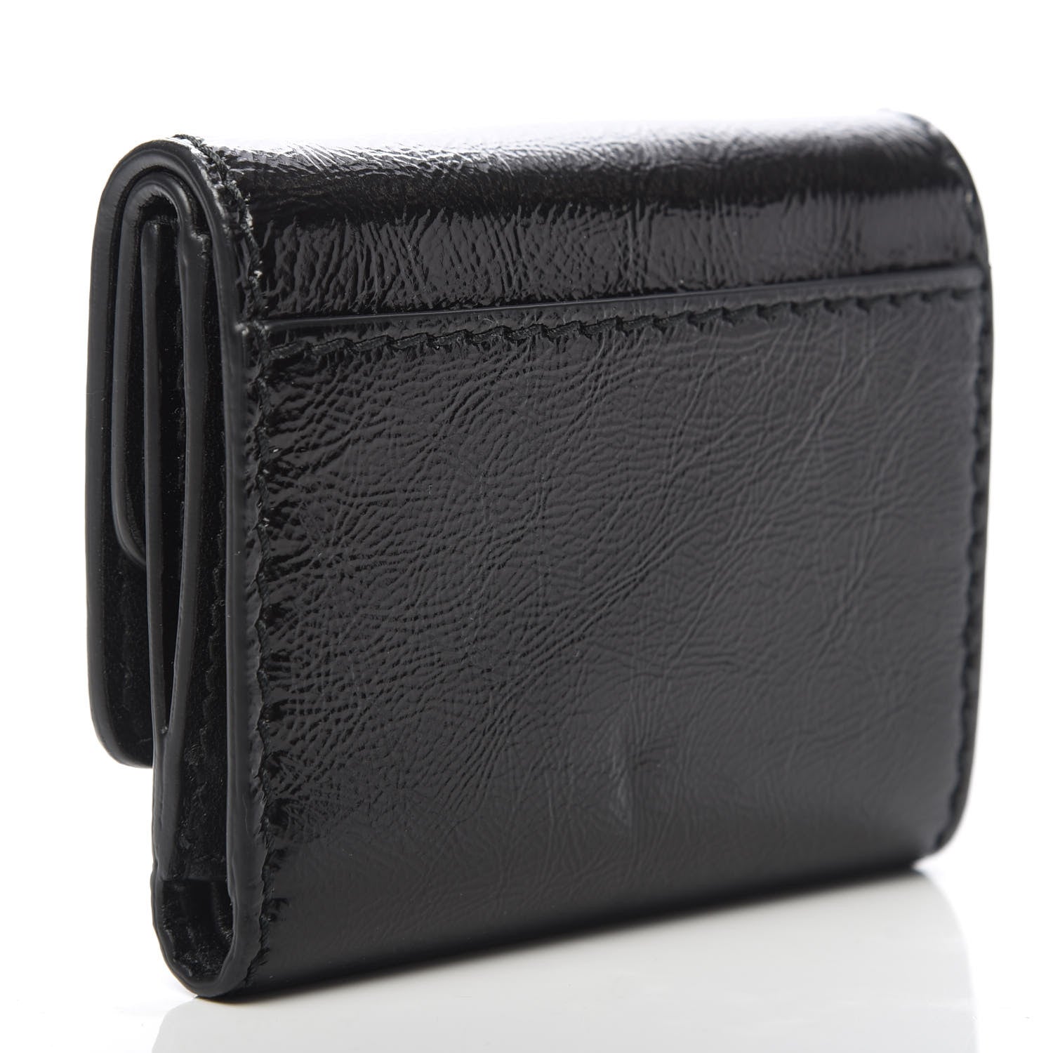 Christian Dior Textured Patent Calfskin Medium D-Fence Wallet Black 3 of 7
