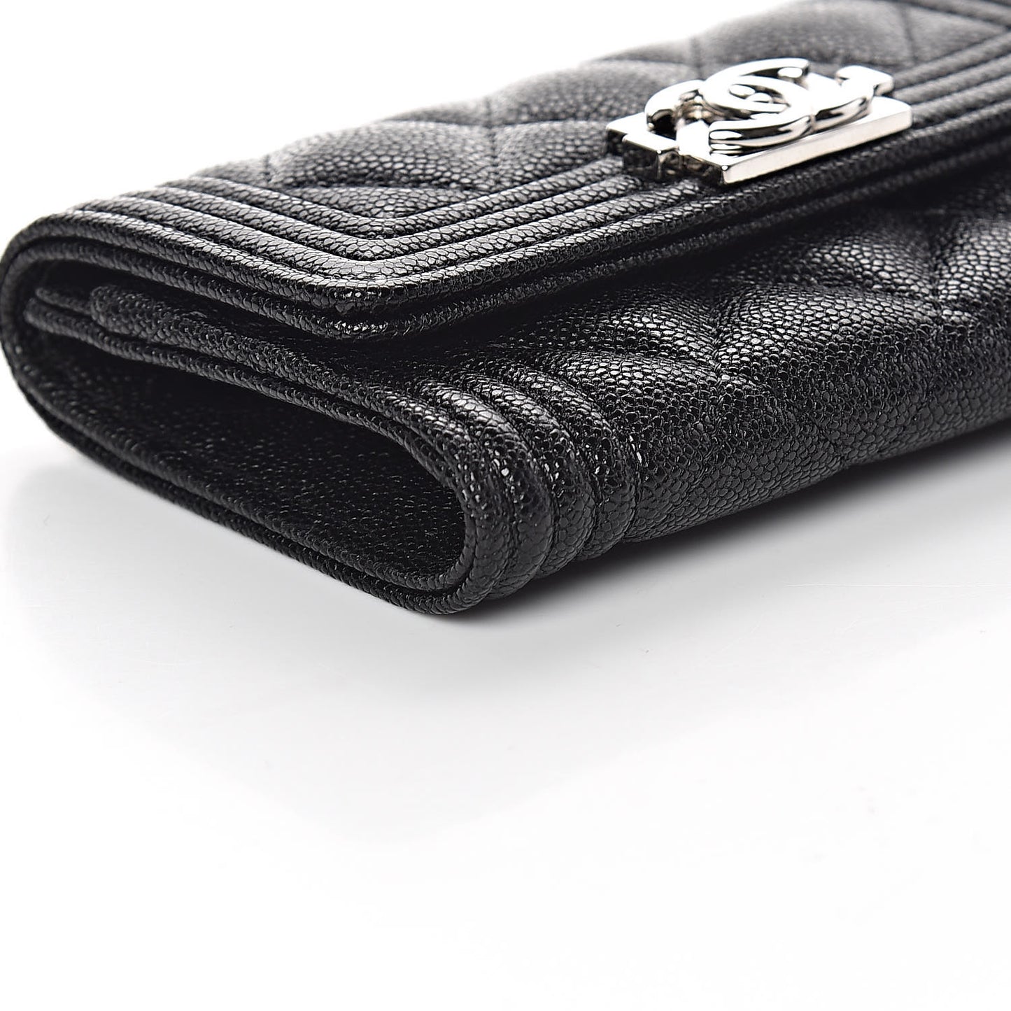 Caviar Quilted Boy Flap Card Holder Black