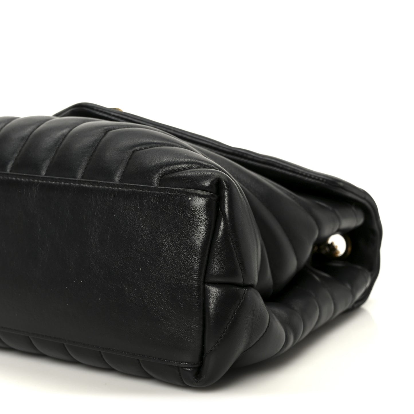 Grain de Poudre Calfskin Y Quilted Monogram Medium Loulou Chain Satchel Black