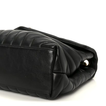 Saint Laurent Grain de Poudre Calfskin Y Quilted Monogram Medium Loulou Chain Satchel Black 11 of 11
