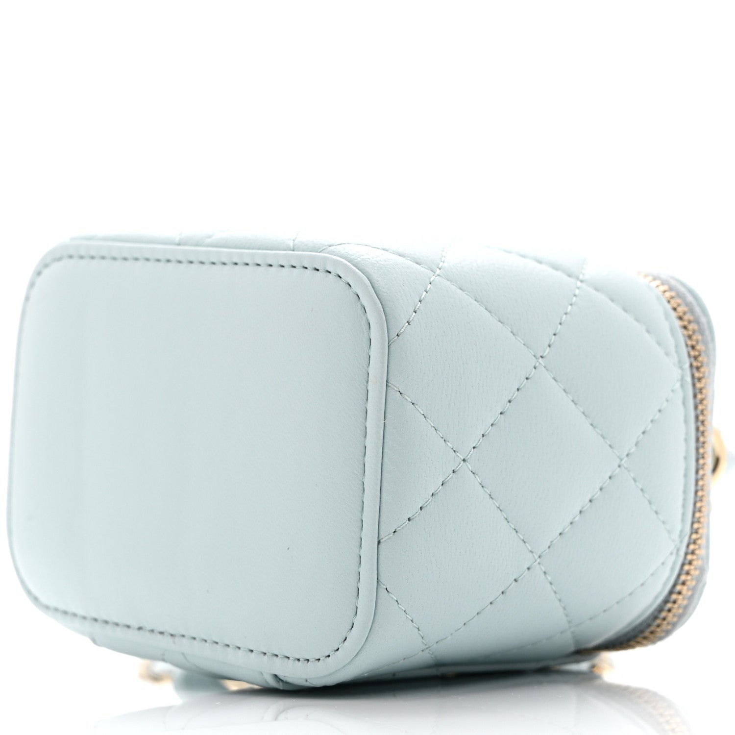 Chanel Lambskin Quilted Top Handle Mini Vanity Case With Chain Light Blue 10 of 10