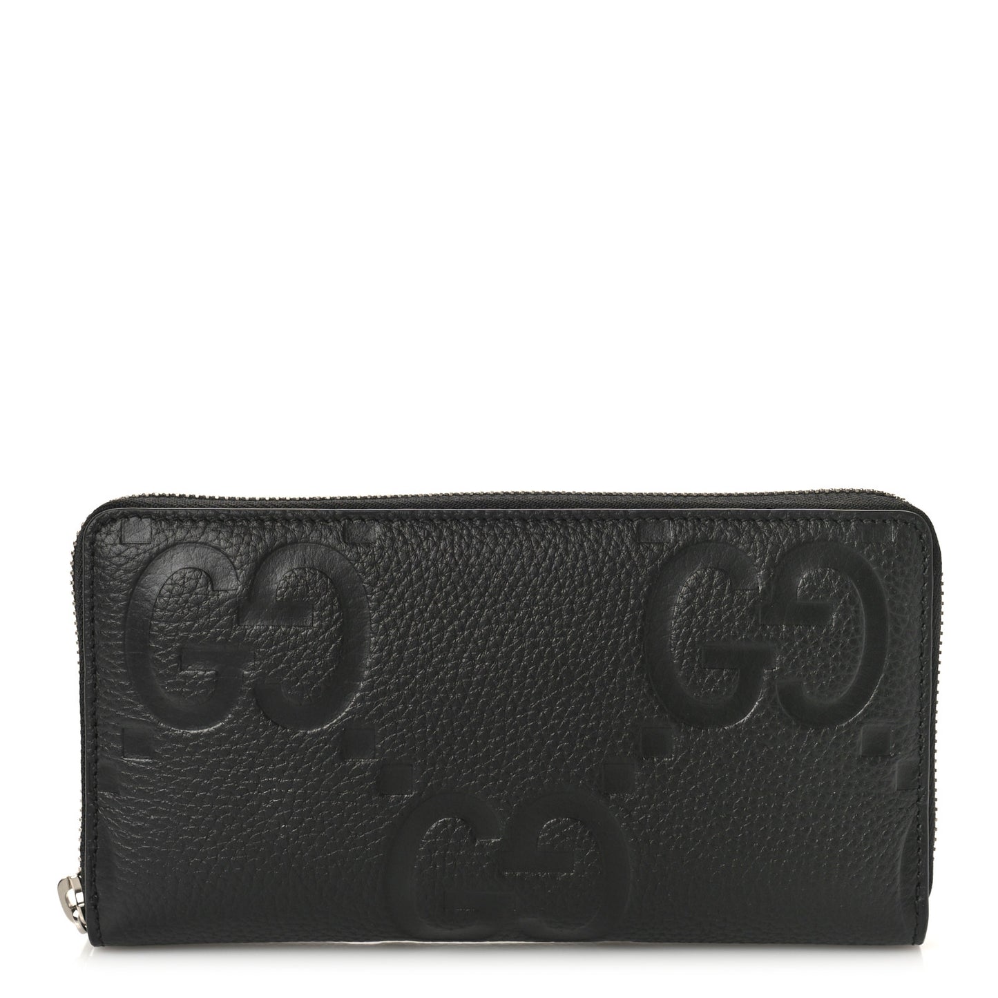 Piuma Calfskin Jumbo GG Embossed Zip Around Wallet Black
