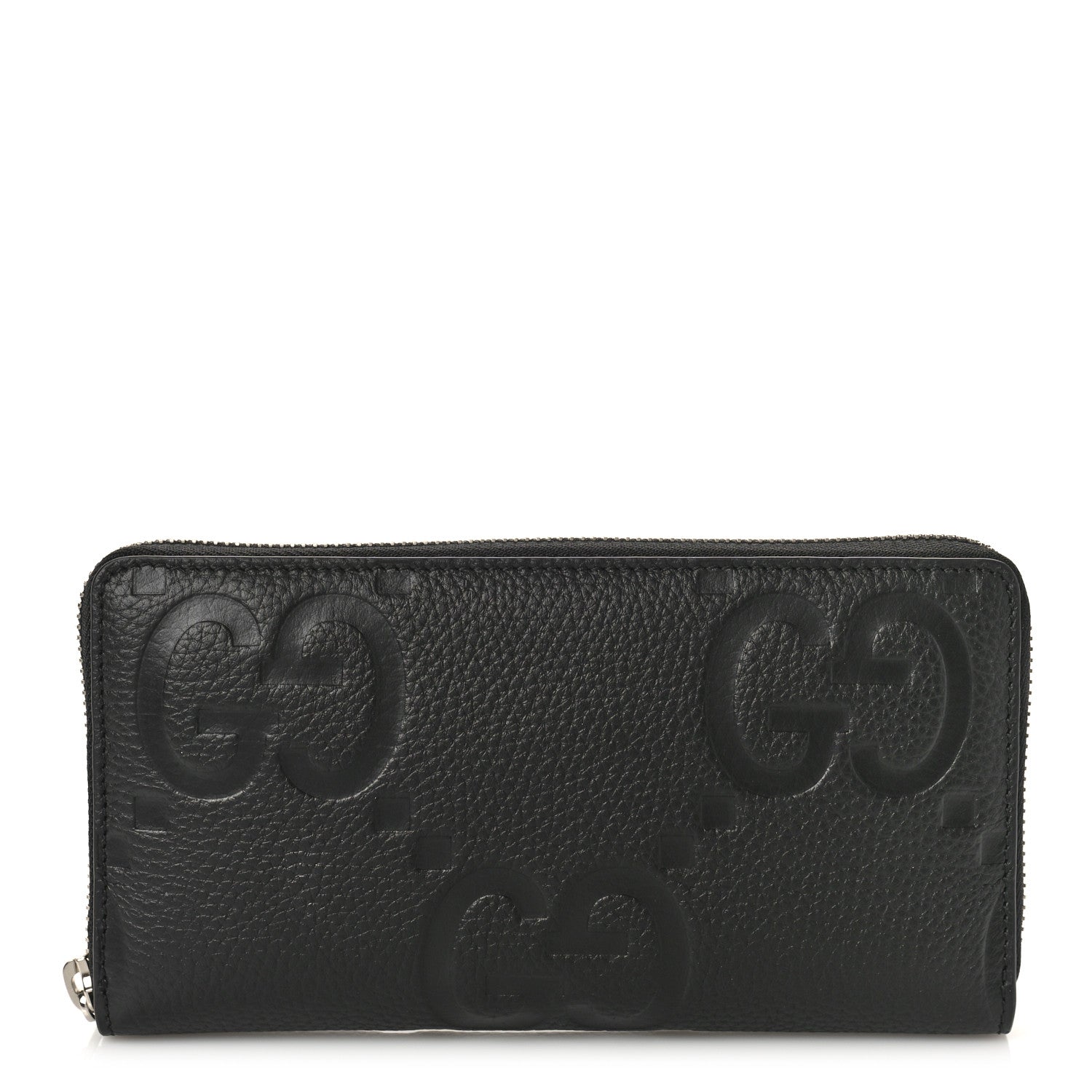 Gucci Piuma Calfskin Jumbo GG Embossed Zip Around Wallet Black 1 of 9