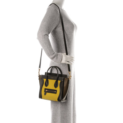 Celine Nubuck Smooth Calfskin Nano Tri-Color Luggage Chartreuse 2 of 6