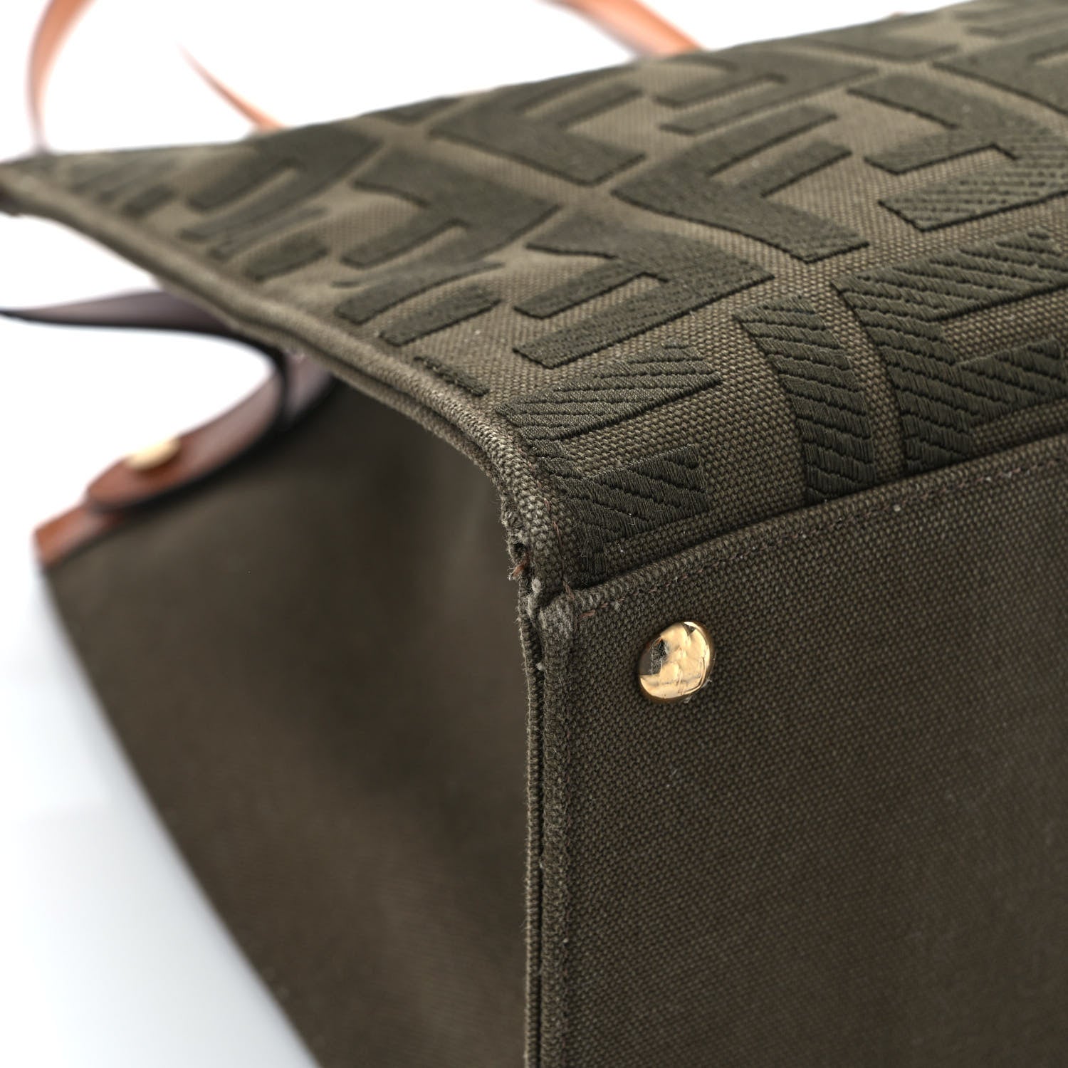 Fendi Canvas Vitello King FF Embroidered Medium Peekaboo X-Tote Amazzonia Cuoio 10 of 11