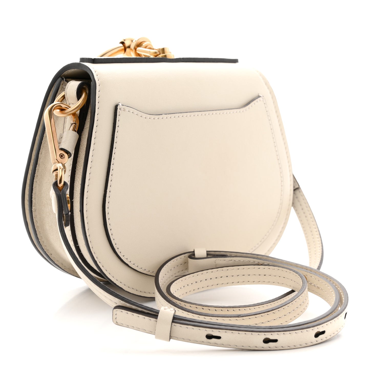 Calfskin Suede Small Nile Bracelet Bag Off White