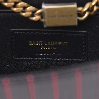 Saint Laurent Metallic Calfskin Striped Small Monogram Kate Satchel Black Red 7 of 11