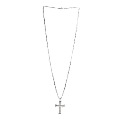 David Yurman Sterling Silver Black Diamond Chevron Cross Pendant Necklace 3 of 5