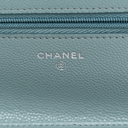 Chanel Caviar Quilted Wallet on Chain WOC Light Blue 6 of 12