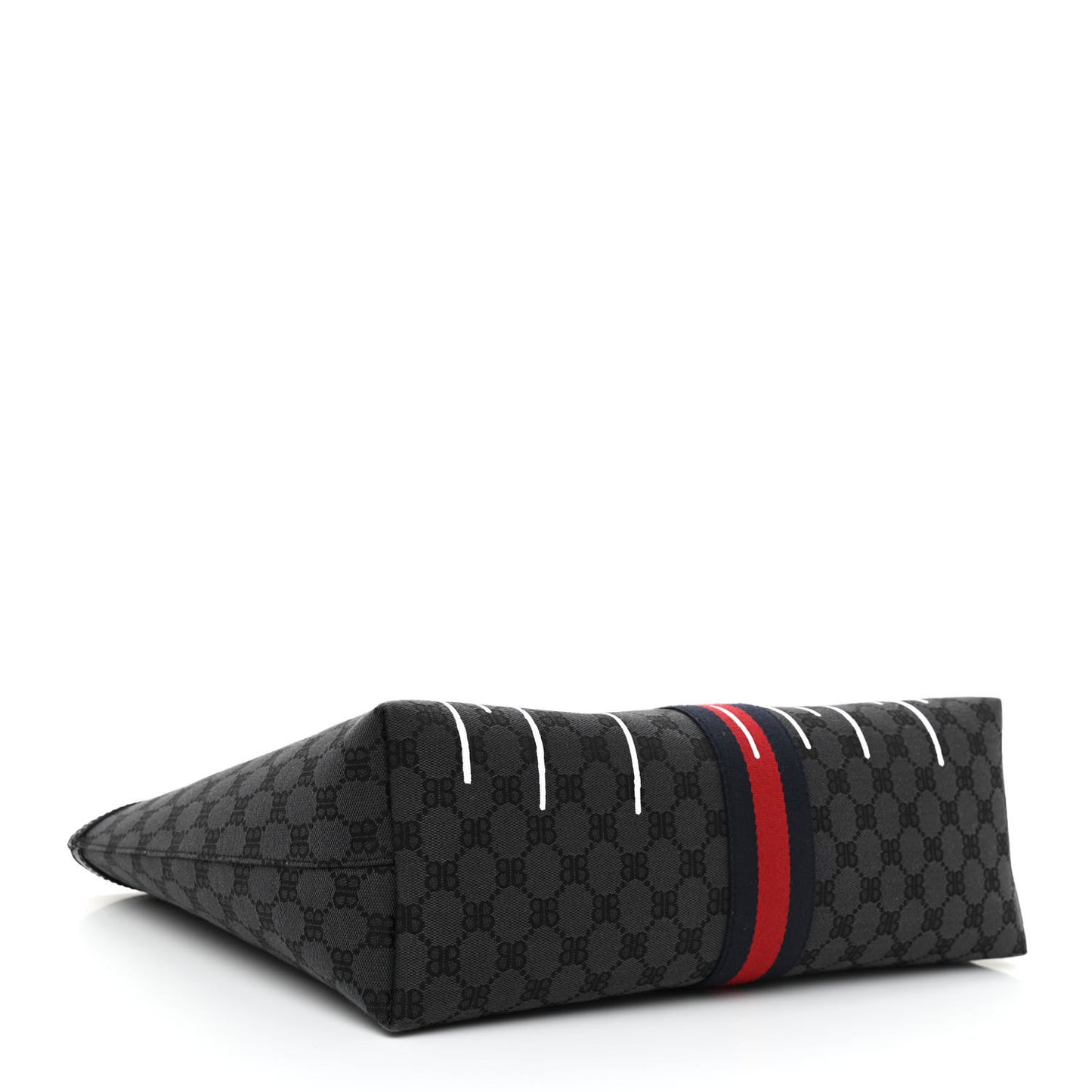 X BALENCIAGA BB Monogram Web Graffiti Medium Ophidia Shopping Tote Black