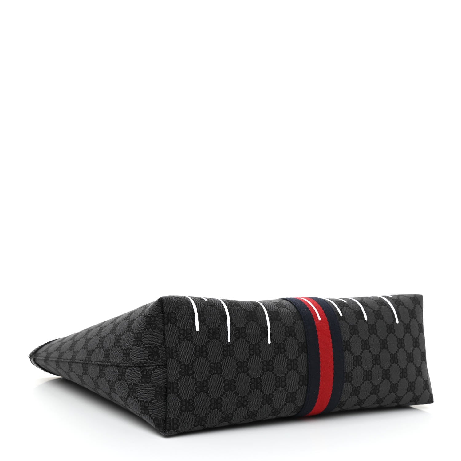Gucci X BALENCIAGA BB Monogram Web Graffiti Medium Ophidia Shopping Tote Black 4 of 7