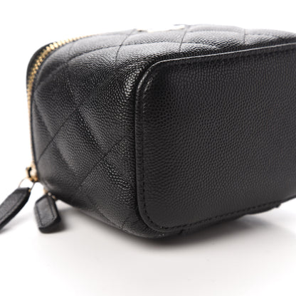 Chanel Caviar Quilted Mini Pearl On Top Vanity Case With Chain Black 6 of 11