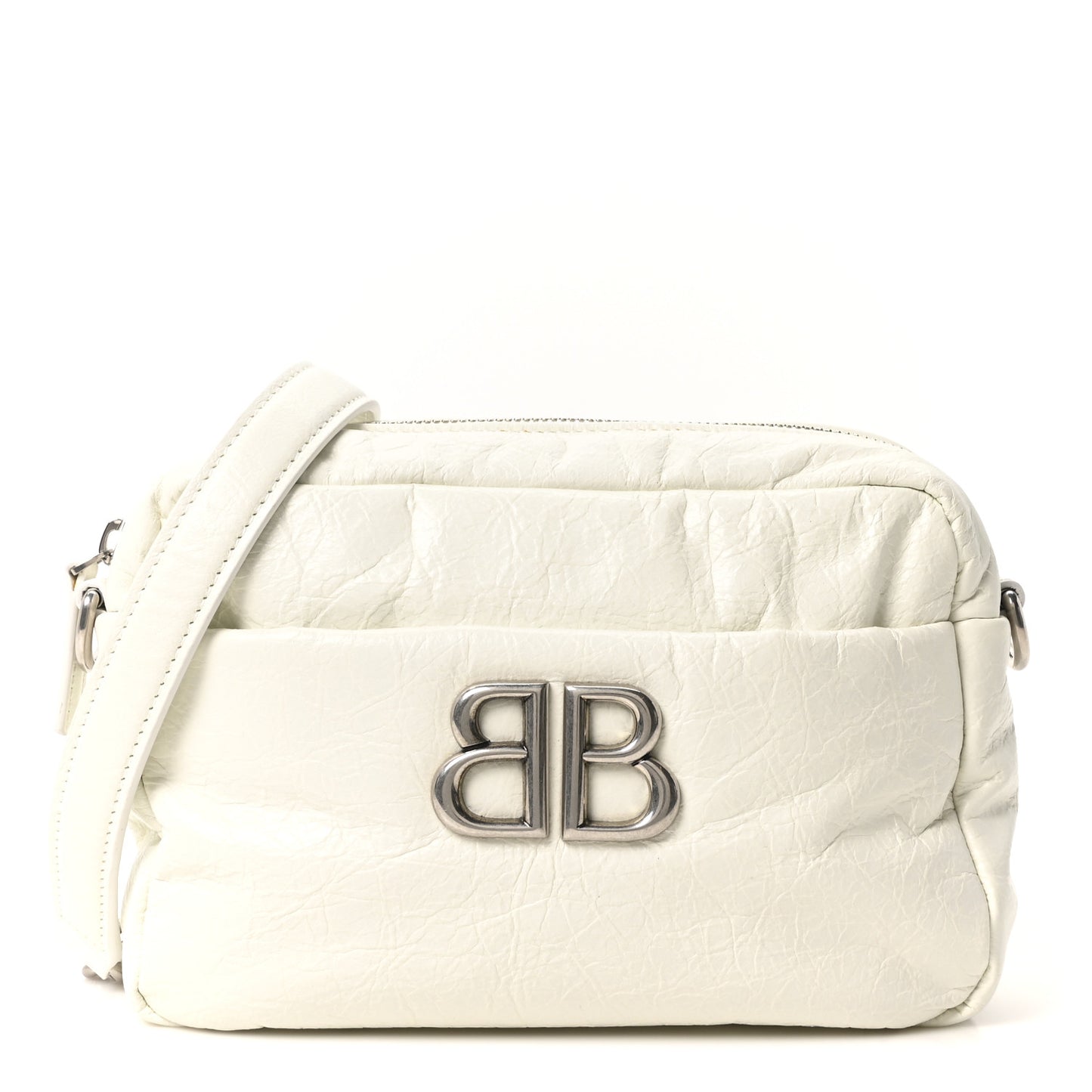 Agneau Arena XS Monaco Camera Shoulder Bag Optic White