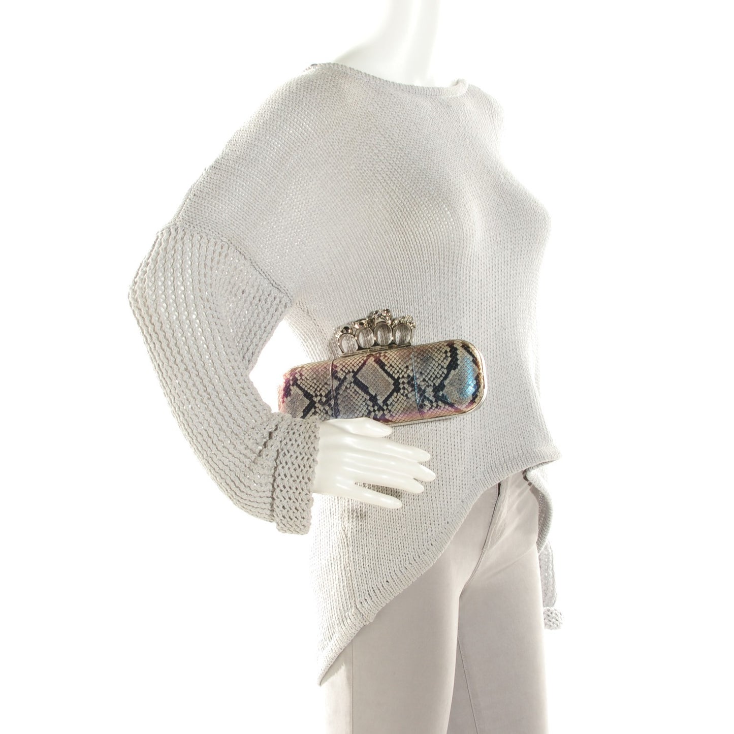 Python Knuckle Box Clutch Brown