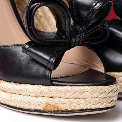 Valentino Garavani Nappa Bow Espadrille Wedge Sandals 38 Black 10 of 11