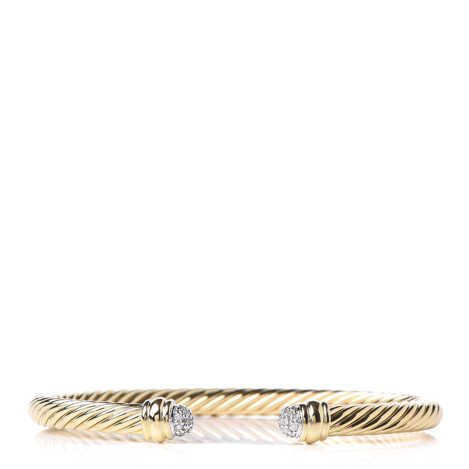 David Yurman 18K Yellow Gold Pave Diamond 5mm Cable Classics Bracelet 1 of 5