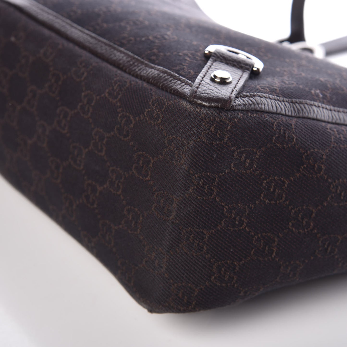Denim Monogram Large Abbey Tote Dark Brown