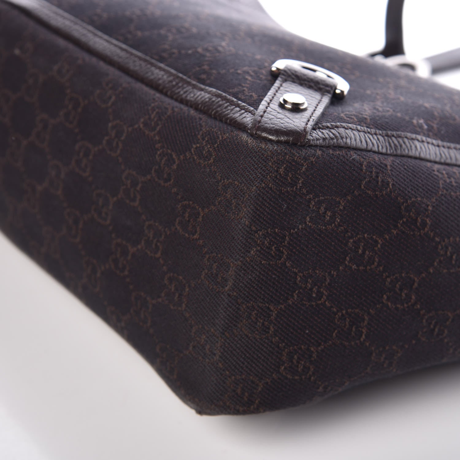 Gucci Denim Monogram Large Abbey Tote Dark Brown 9 of 10