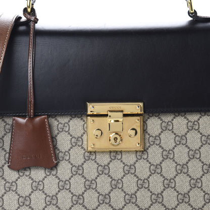 Gucci GG Supreme Monogram Calfskin Medium Padlock Top Handle Bag Beige Black Cuir 13 of 13