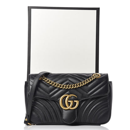 Gucci Calfskin Matelasse Small GG Marmont Shoulder Bag Black 13 of 13
