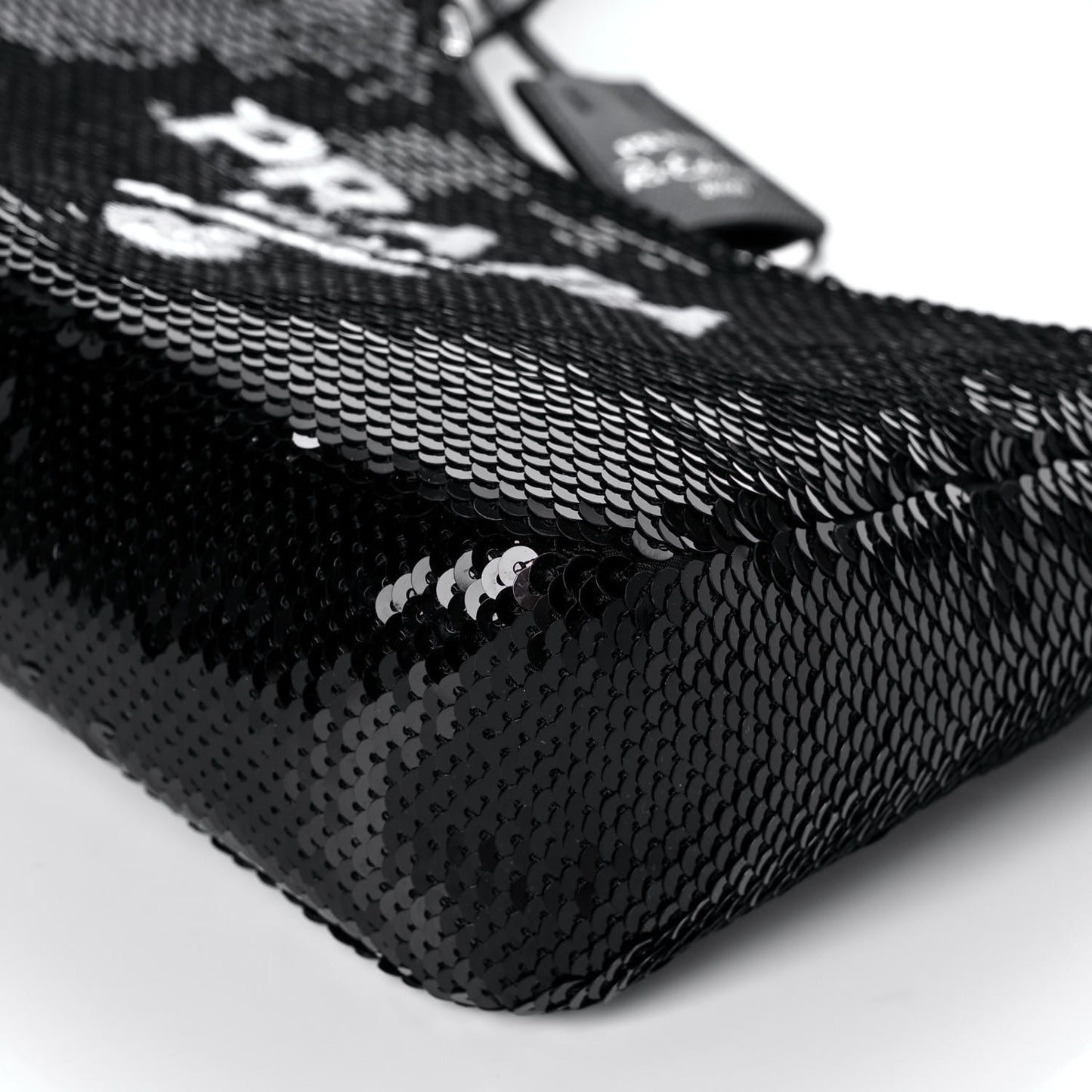 Paillettes Sequin Mini Re-Edition 2000 Bag Black White