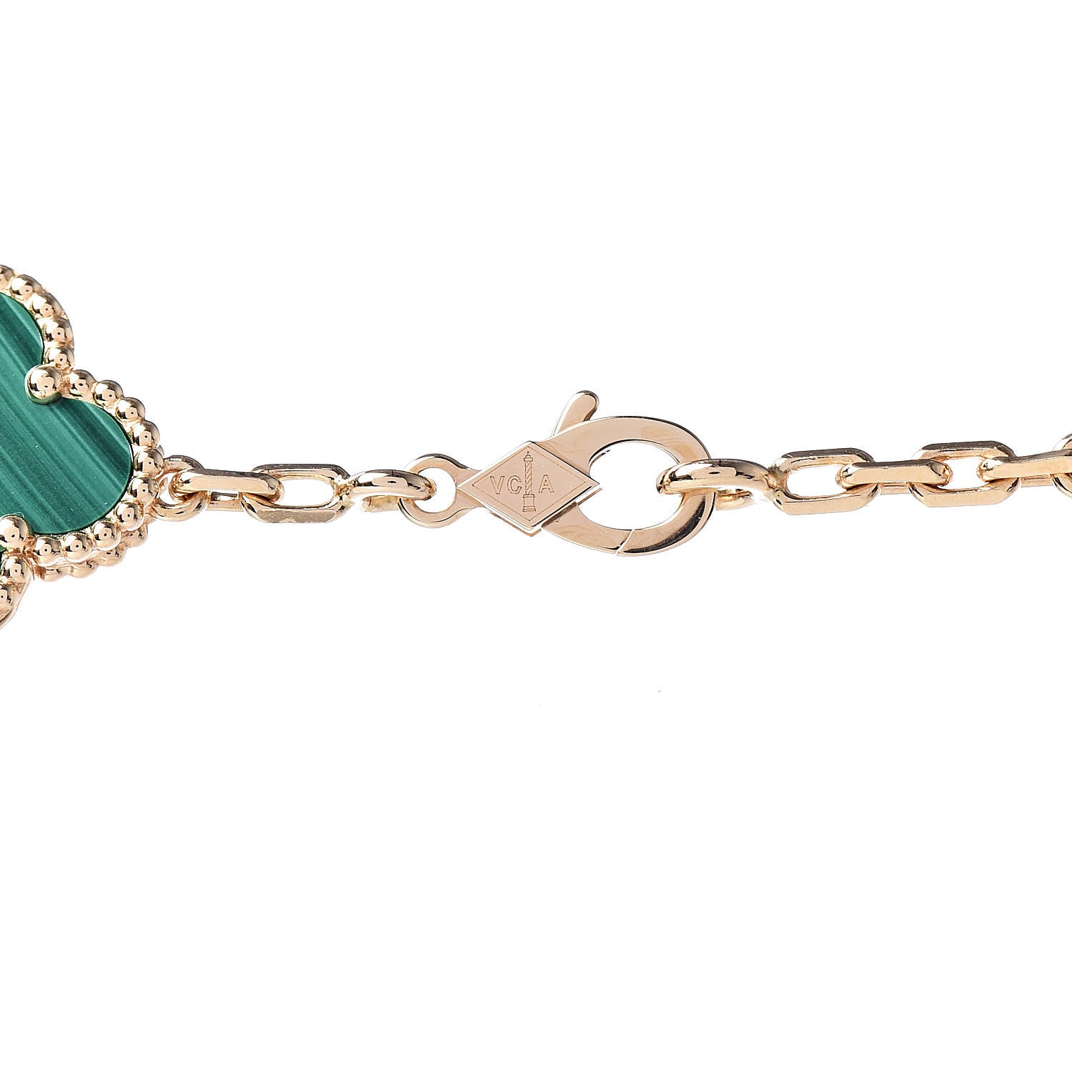 Van Cleef & Arpels 18K Yellow Gold Malachite 10 Motifs Vintage Alhambra Necklace 5 of 7