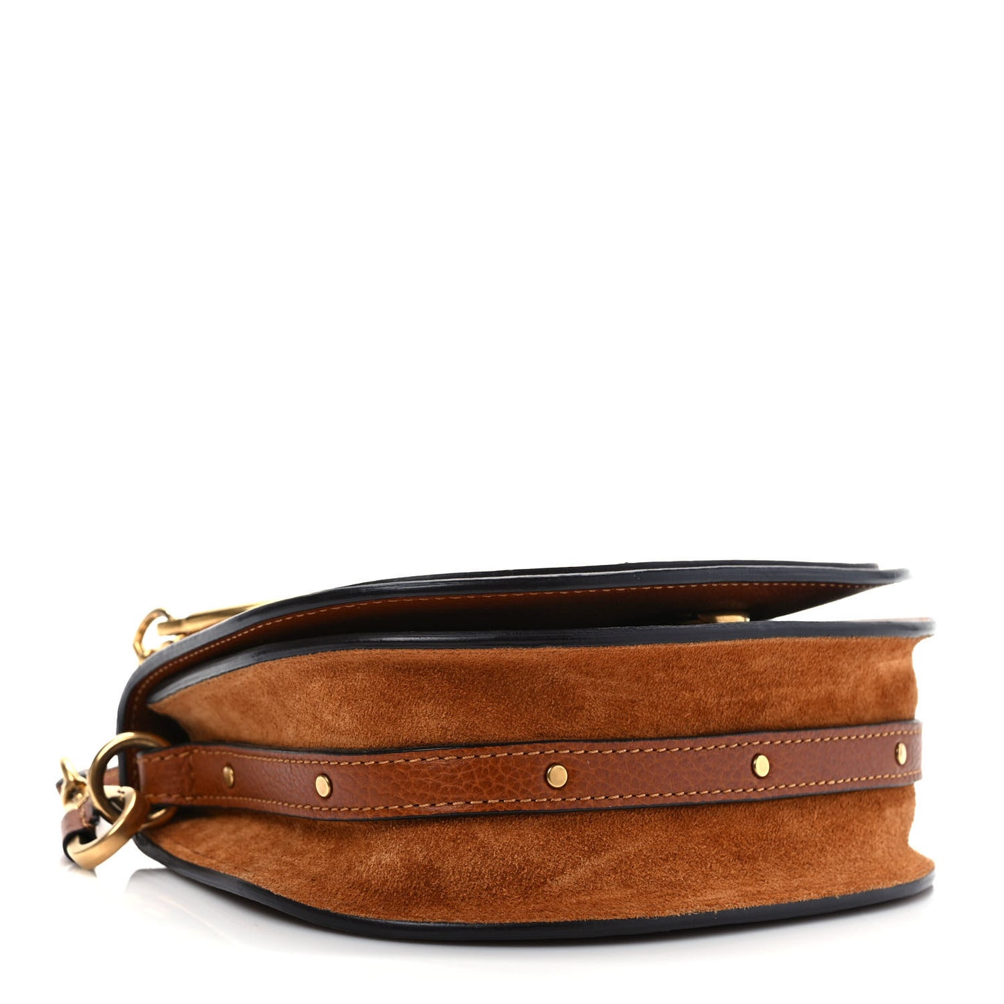 Calfskin Suede Small Nile Bracelet Bag Caramel