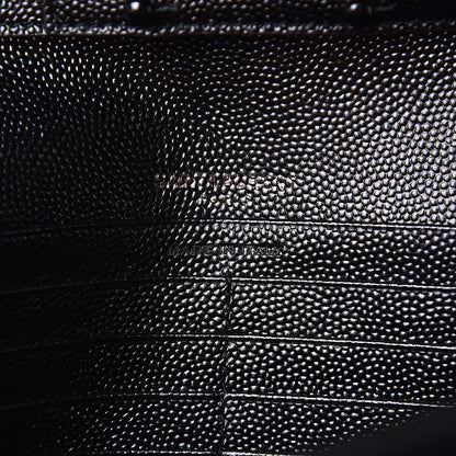 Saint Laurent Grain De Poudre Matelasse Chevron Monogram Chain Wallet Black 6 of 6