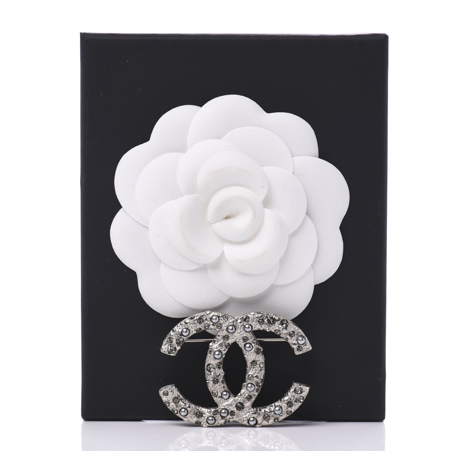 Chanel Crystal Large CC Brooch Silver 4 of 4