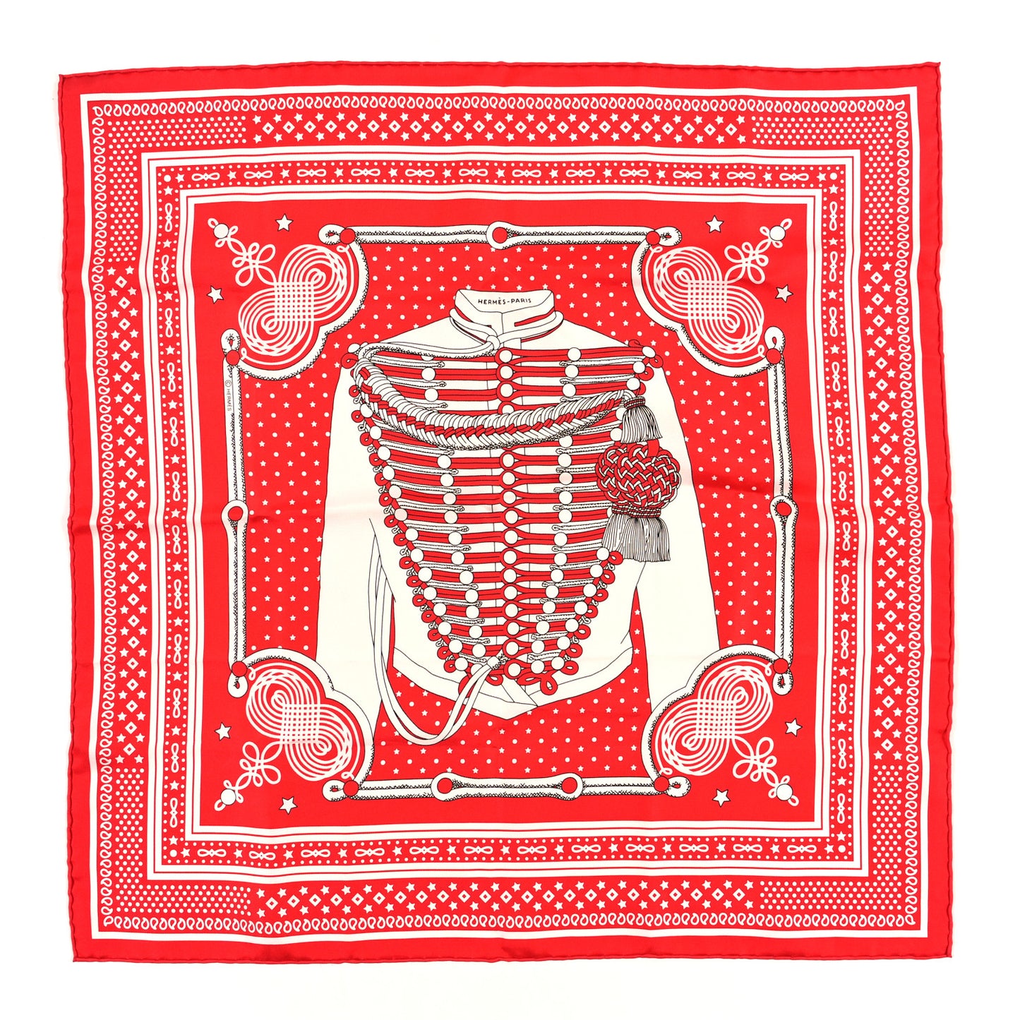 Silk Brandenburgs Bandana Scarf 55 Rouge White Black