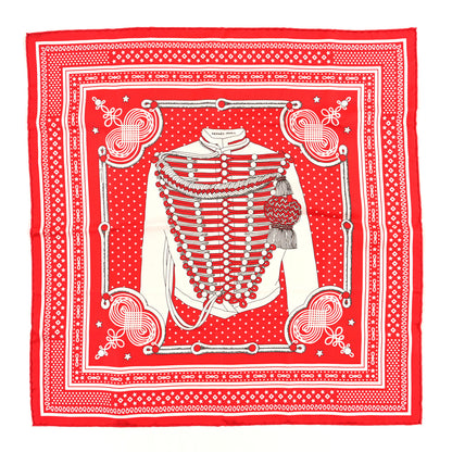 Hermes Silk Brandenburgs Bandana Scarf 55 Rouge White Black 1 of 3