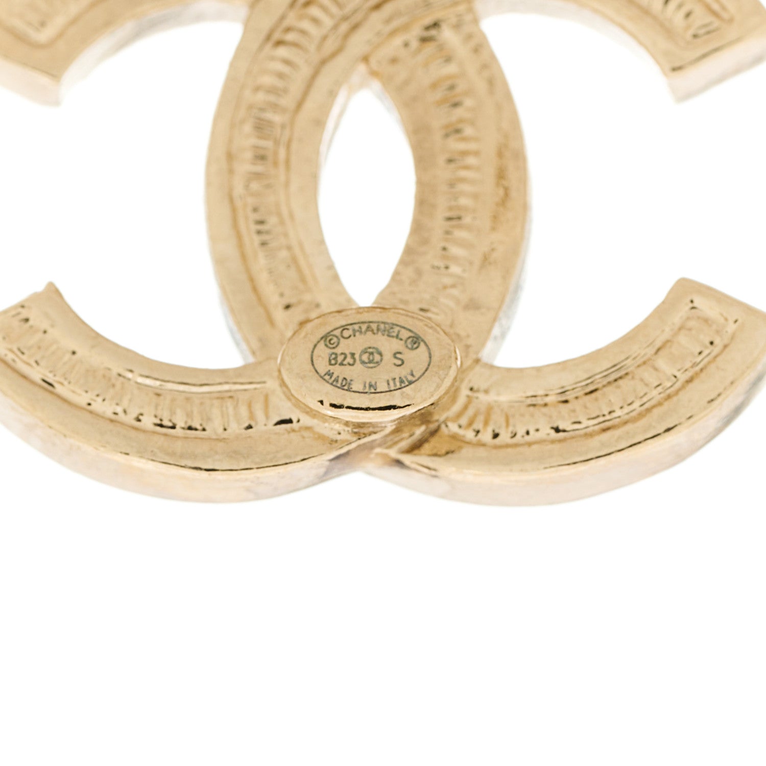 Chanel Crystal CC Bow Dangle Earrings Gold 4 of 4