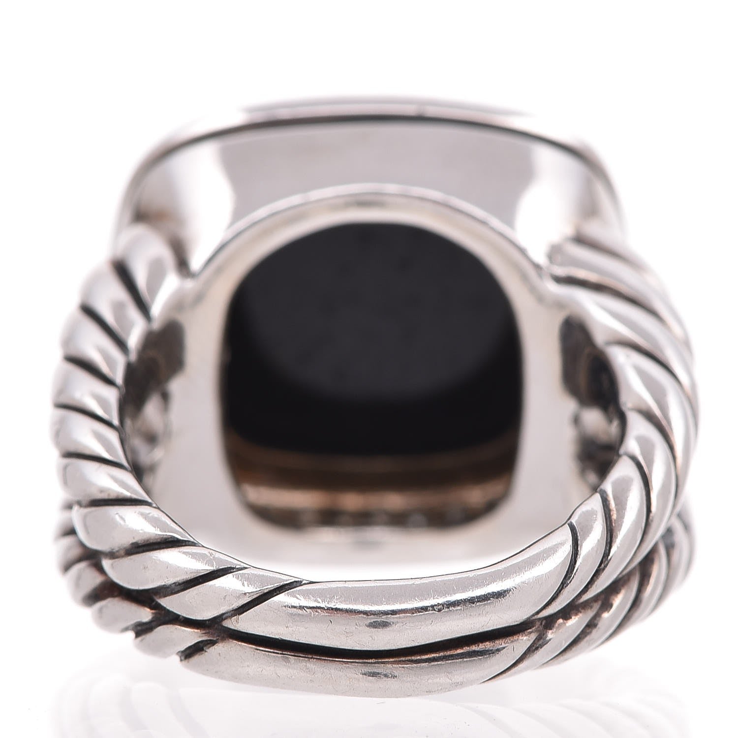 David Yurman Sterling Silver Diamond Black Onyx 14mm Albion Ring 54.5 7 4 of 5