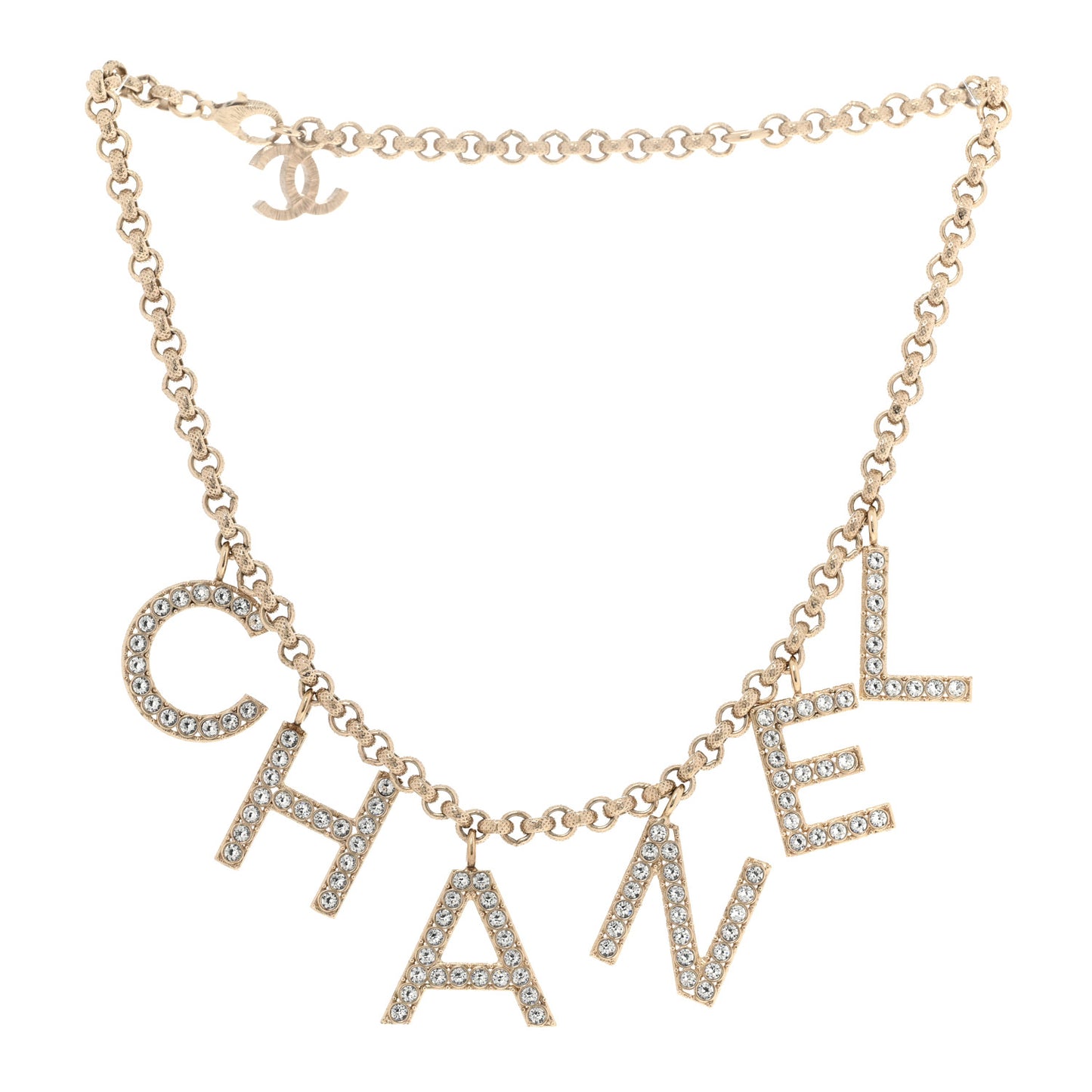 Crystal City of Lights Letter Chain Necklace Gold