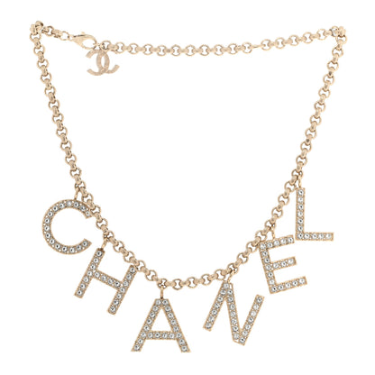 Chanel Crystal City of Lights Letter Chain Necklace Gold 3 of 6