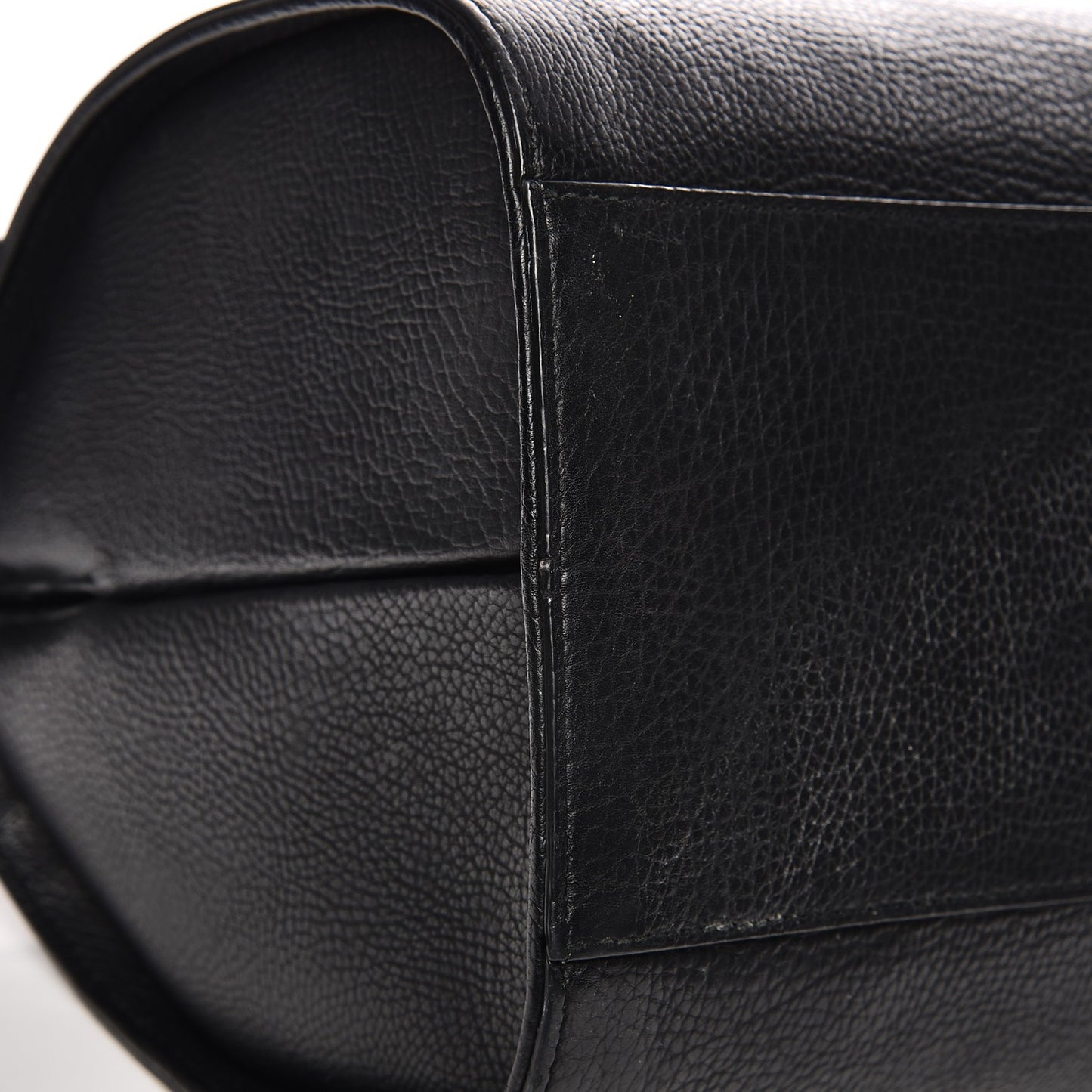 Grained Calfskin M Tube Round Tote Black