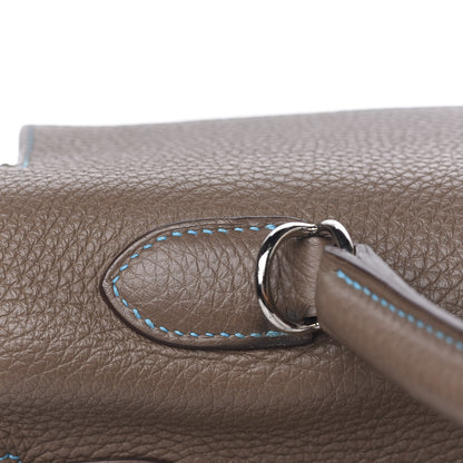 Hermes Togo Kelly Retourne Eclat 35 Etoupe Bleu Azteque 22 of 38