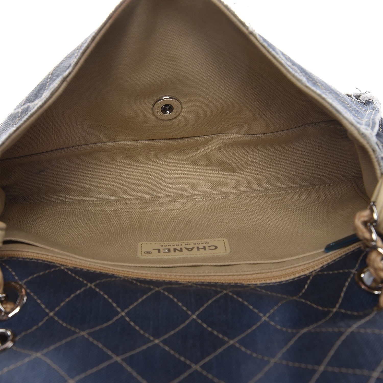 Chanel Denim Quilted Jumbo Pompom Flap Dark Blue 6 of 11