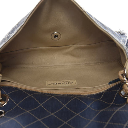 Chanel Denim Quilted Jumbo Pompom Flap Dark Blue 6 of 11