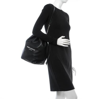 Saint Laurent Smooth Calfskin Teddy Drawstring Bag Black 2 of 8
