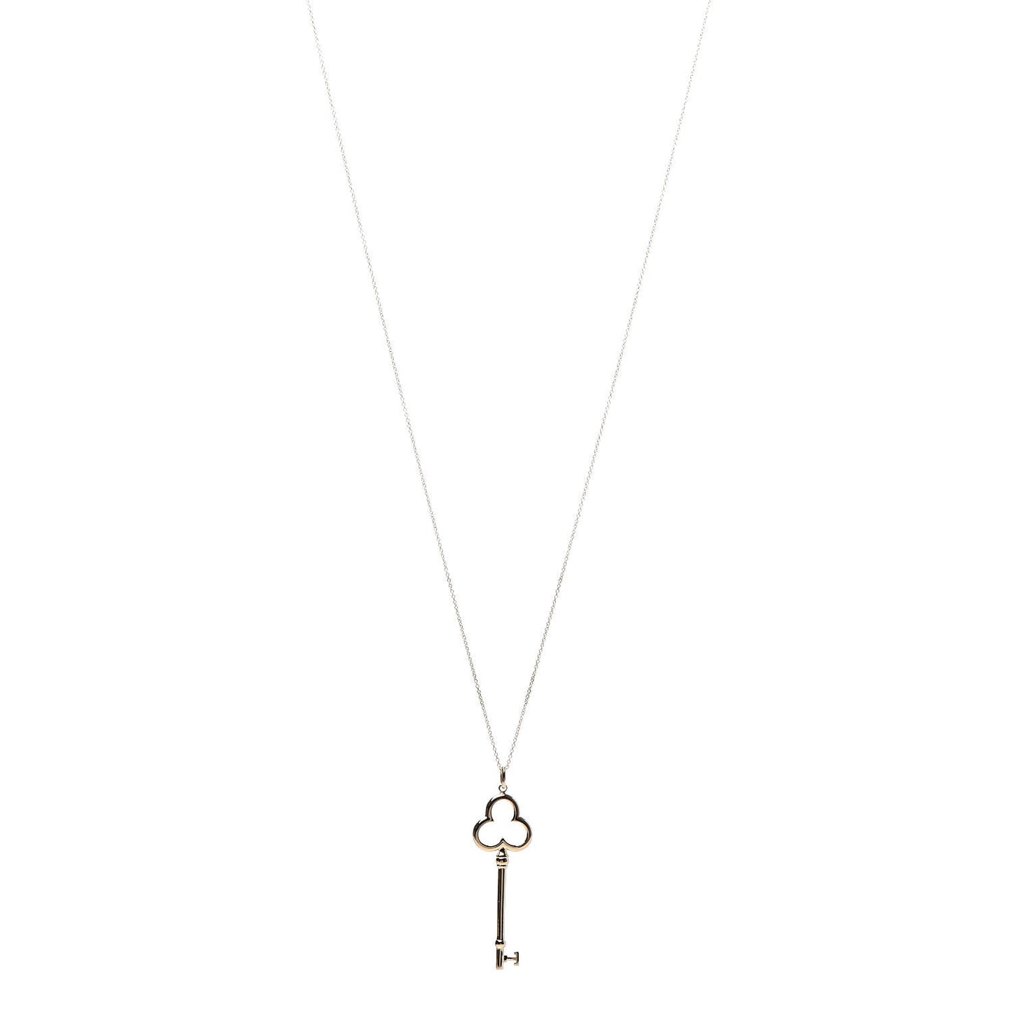 18K Yellow Gold Trefoil Key Pendant Necklace