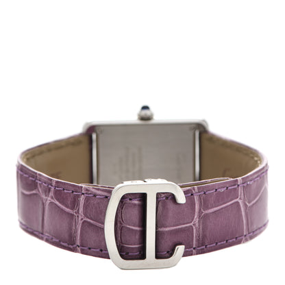 Cartier Stainless Steel Alligator 24mm Tank Solo Quartz Watch Purple 3 of 7