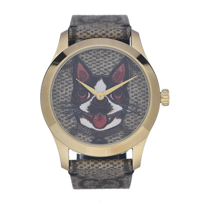 Gucci Stainless Steel Canvas 38mm G-Timeless GG Supreme Bosco Quartz Watch Brown 1 of 5