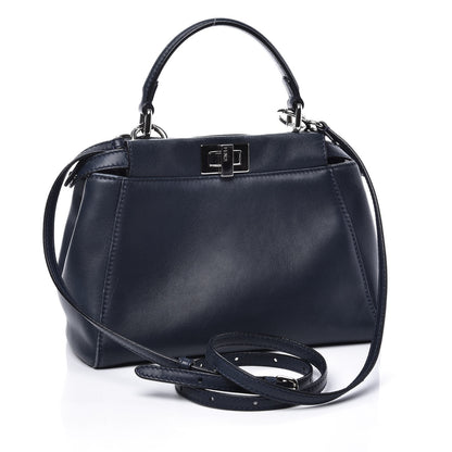 Fendi Nappa Mini Peekaboo Iconic Satchel Dark Blue 2 of 9