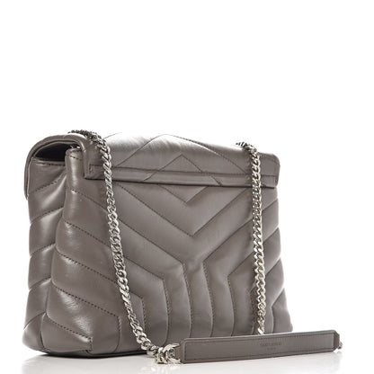 Saint Laurent Calfskin Y Quilted Monogram Small Loulou Chain Satchel Earth 3 of 9