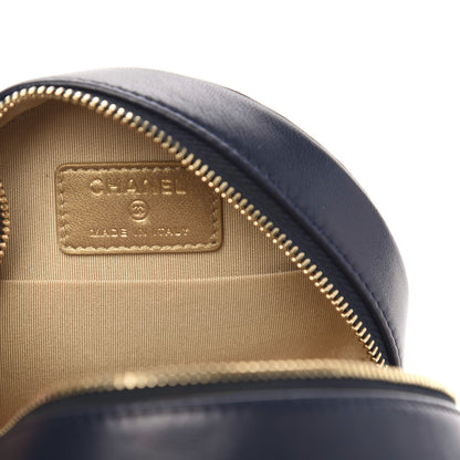 Chanel Lambskin Quilted Round Pearl Crush Clutch With Chain Navy Blue 6 of 10